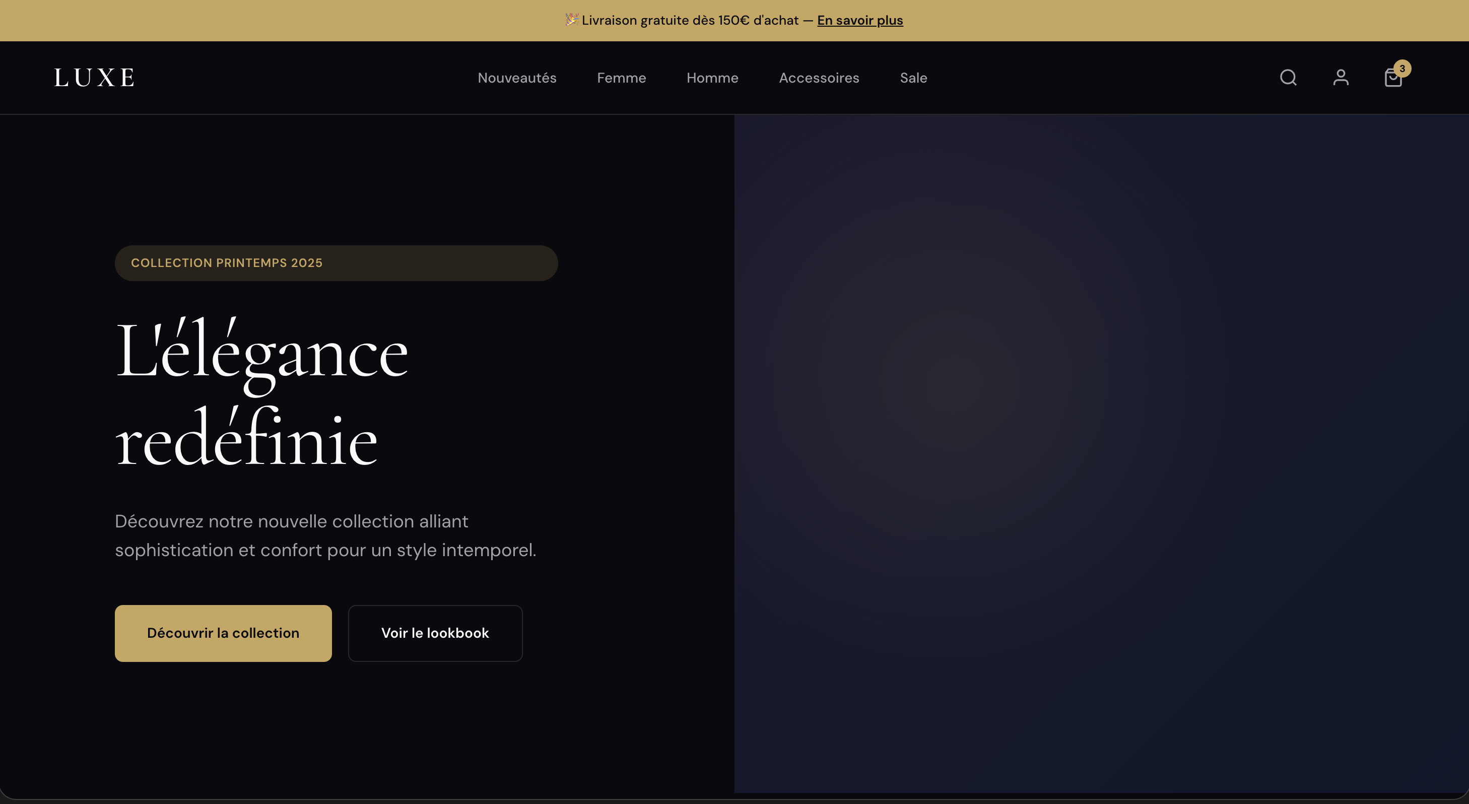 Template e-commerce haut de gamme pour marques de mode et luxe - Template Anicea Studio